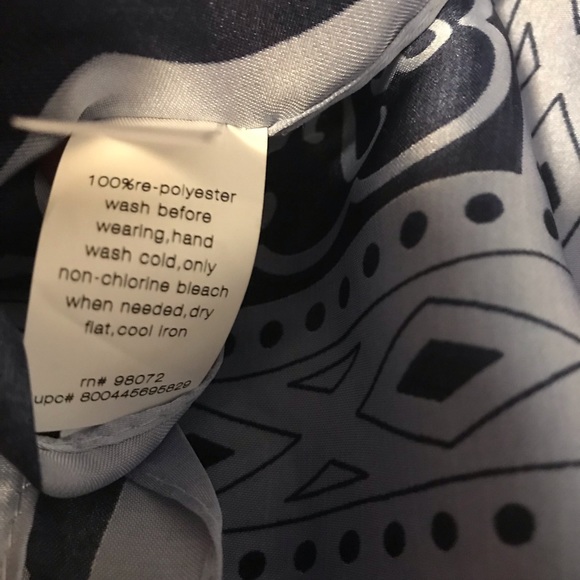 Elizabeth and James Polyester Satin Square Bandana Print Blue Scarf - Picture 7 of 7